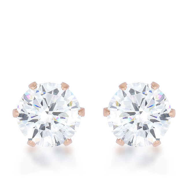 Reign 3.4ct CZ Rose Gold Stainless Steel Stud Earrings