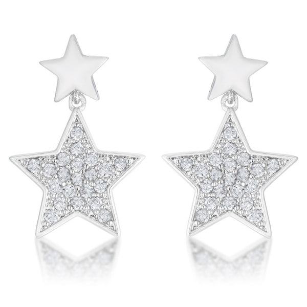 Bianca 0.5ct CZ Rhodium Star Drop Earrings