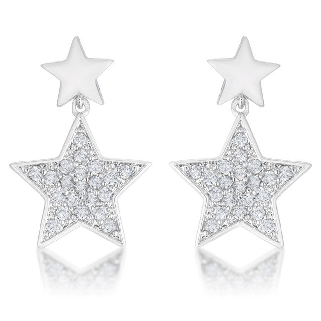 Bianca 0.5ct CZ Rhodium Star Drop Earrings