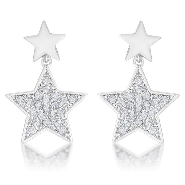 Bianca 0.5ct CZ Rhodium Star Drop Earrings