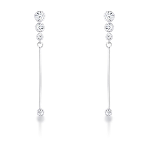 1.2Ct Graduated Silvertone Drop Cubic Zirconia Earrings.