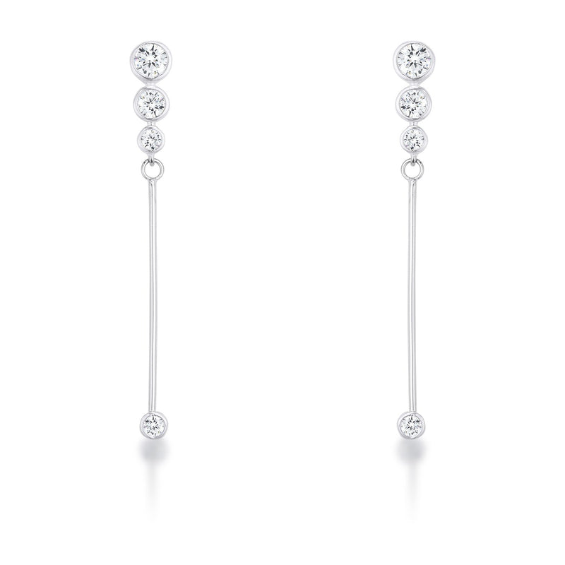 1.2Ct Graduated Silvertone Drop Cubic Zirconia Earrings.