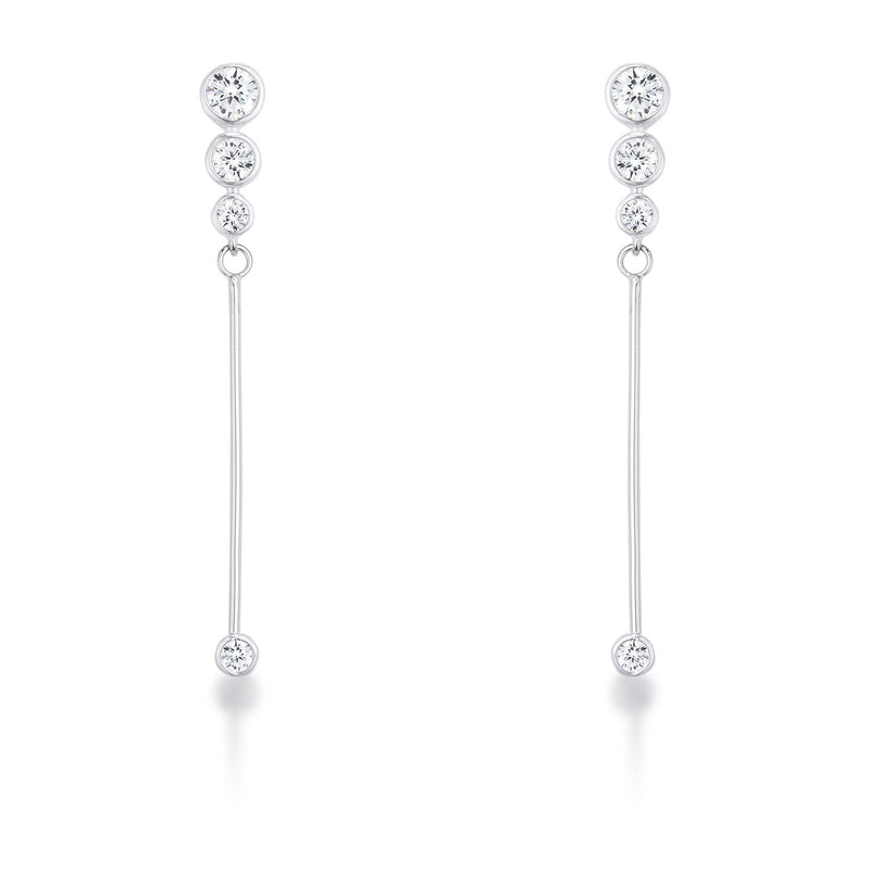 1.2Ct Graduated Silvertone Drop Cubic Zirconia Earrings.