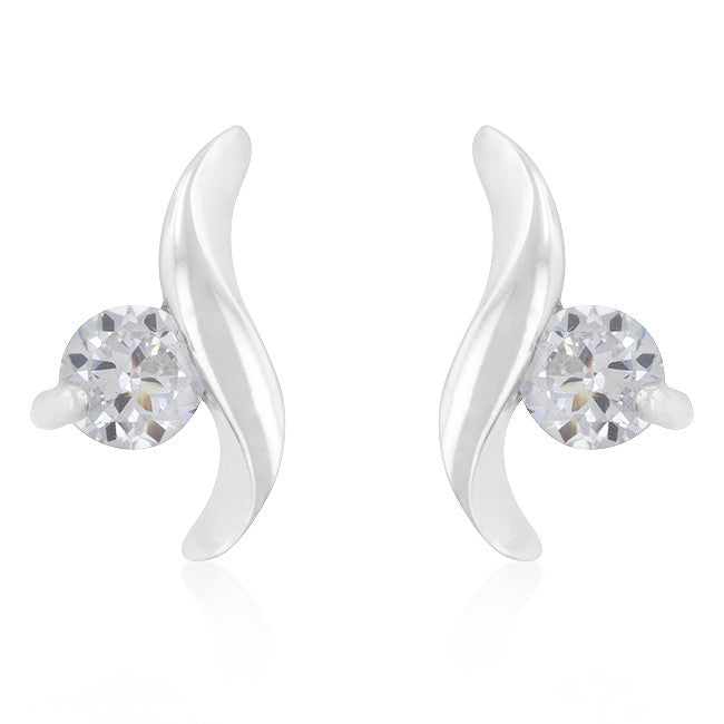 Twisting Solitaire Cubic Zirconia Earrings