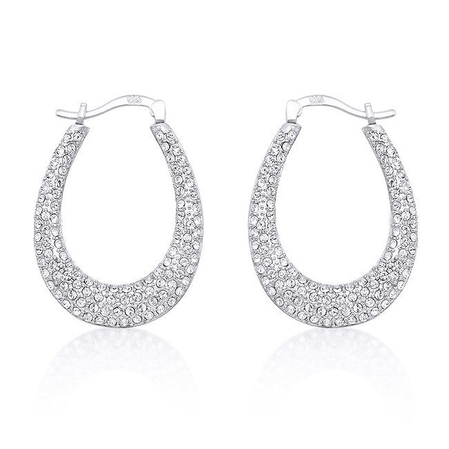 Silver Pave Horseshoe Hoops