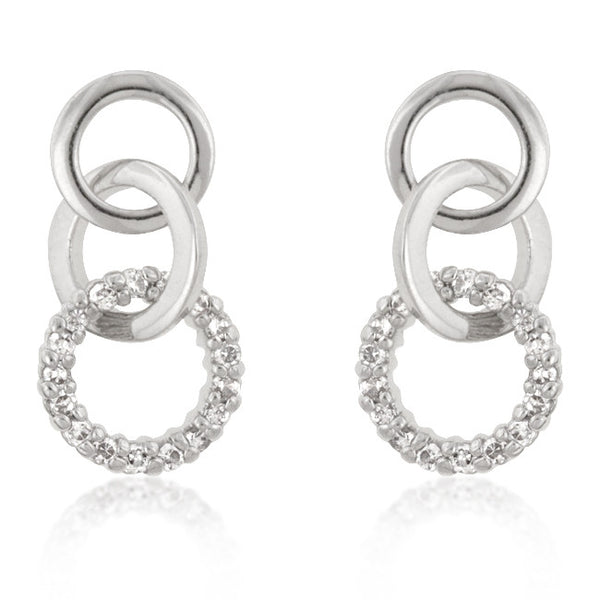 Silvertone Finish Triplet Hooplet Earrings