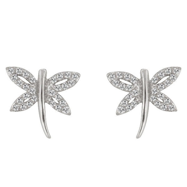 Cubic Zirconia Dragonfly Earrings