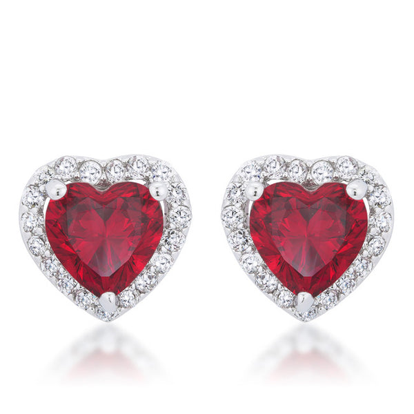 Ruby Heart Earrings