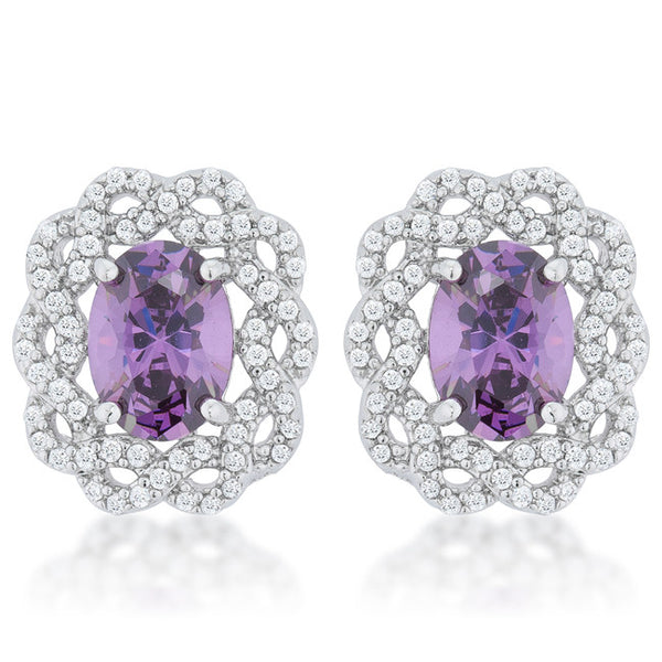 Amethyst Oval Stud Earrings