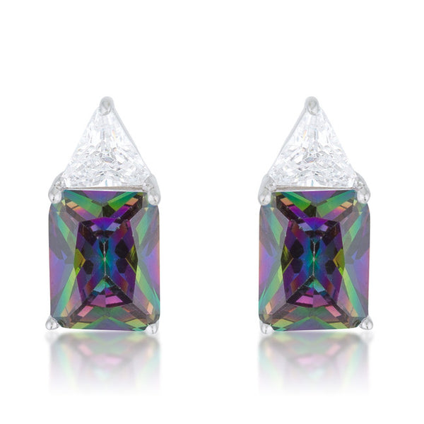 Classic Mystic Cubic Zirconia Sterling Silver Stud Earrings