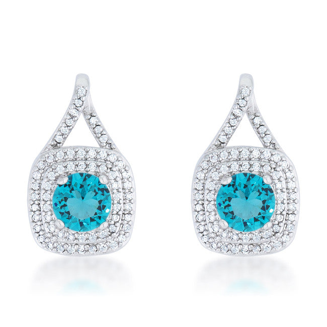 Christal 2.3ct Aqua CZ Rhodium Classic Drop Earrings