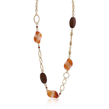 Gold Chain Necklace With Warm Colored Stones