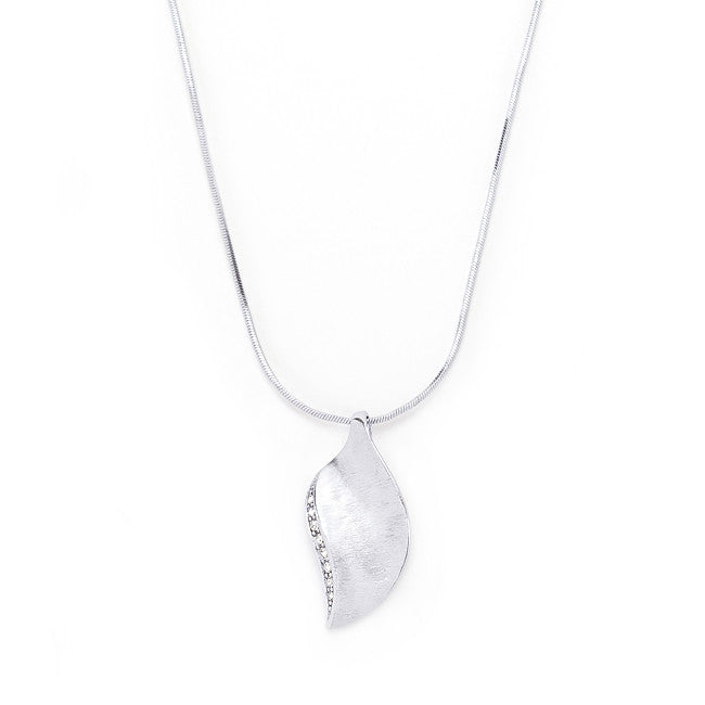 Silvertone Crystal Leaf Necklace