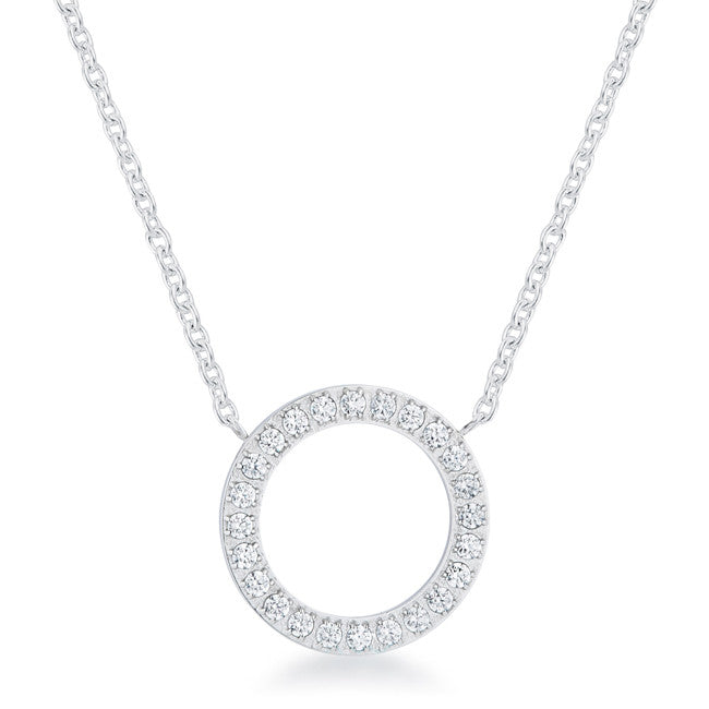 Clara 0.3ct CZ Rhodium Stainless Steel Circle Necklace