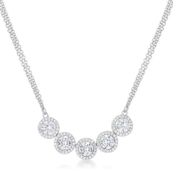 5 Ct Dazzling Rhodium Necklace with Cubic Zirconia