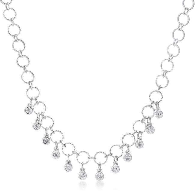 1.32 Ct Stunning Rhodium Necklace with Cubic Zirconia Charms