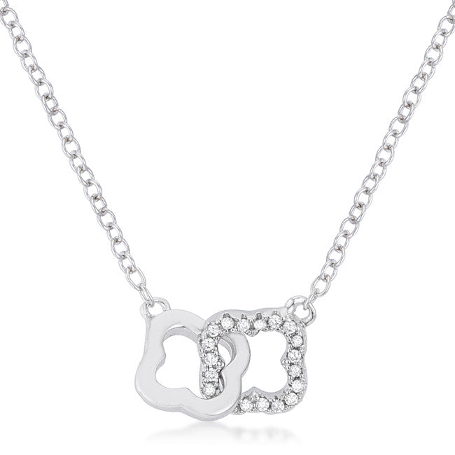 .21 Ct Rhodium Necklace with Interlocking Floral Links