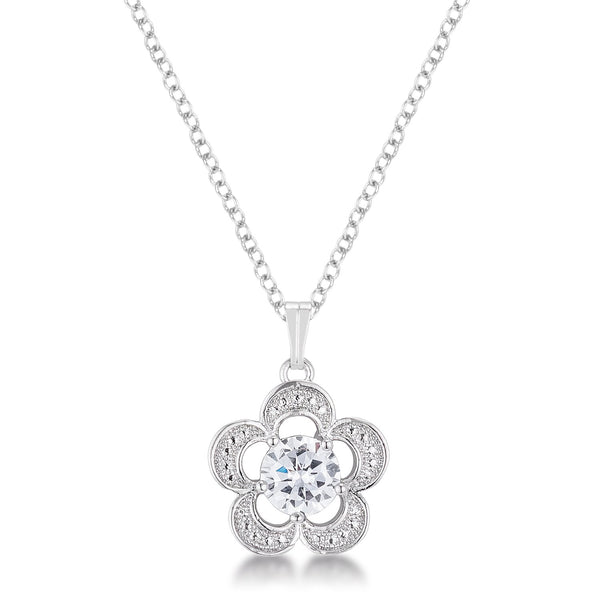 7mm Floral Cubic Zirconia Fashion Pendant