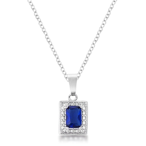 7mm Emerald Cut Sapphire CZ Fashion Pendant