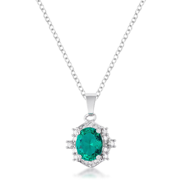 10mm Oval Cut Emerald CZ Fashion Pendant