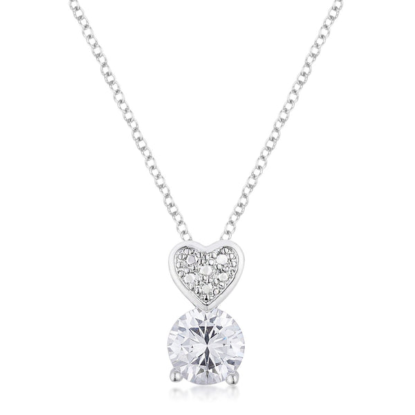 8mm Clear Cubic Zirconia Fashion Heart Pendant
