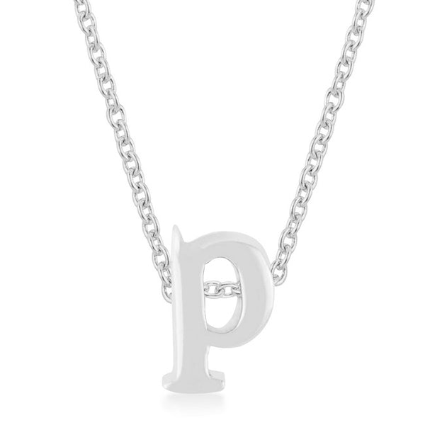 Silvertone Finish Initial P Pendant