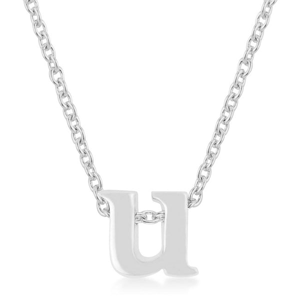 Silvertone Finish Initial U Pendant