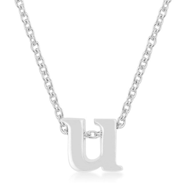 Silvertone Finish Initial U Pendant