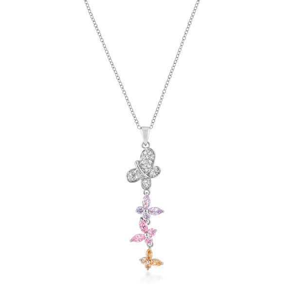 Silvertone Multi-Butterfly Pendant