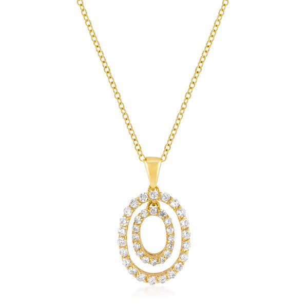 Golden Oval CZ Pendant