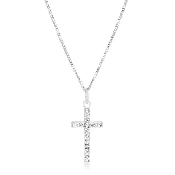 Simple Silvertone Cross Pendant