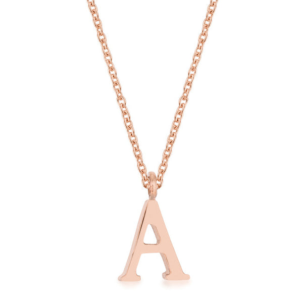Elaina Rose Gold Stainless Steel A Initial Necklace