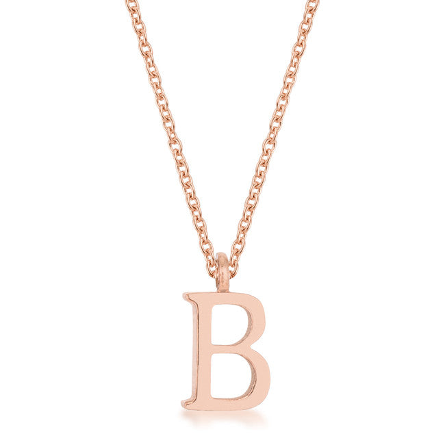 Elaina Rose Gold Stainless Steel B Initial Necklace