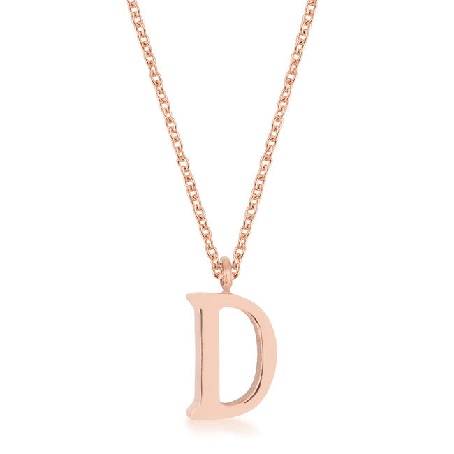 Elaina Rose Gold Stainless Steel D Initial Necklace