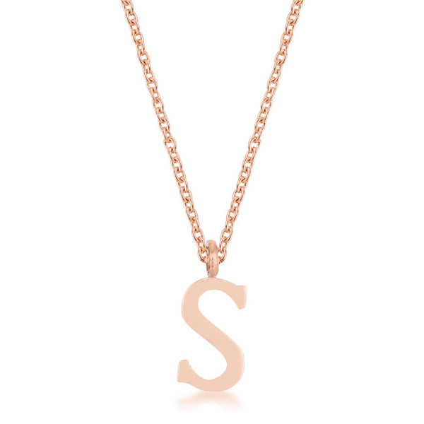 Elaina Rose Gold Stainless Steel S Initial Necklace