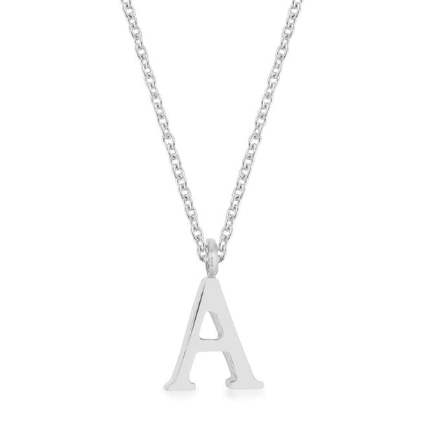 Elaina Rhodium Stainless Steel A Initial Necklace