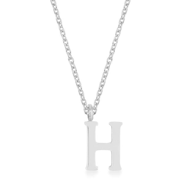Elaina Rhodium Stainless Steel H Initial Necklace