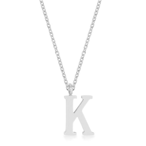 Elaina Rhodium Stainless Steel K Initial Necklace