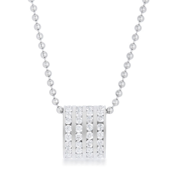 Dreya 1.1ct CZ Rhodium Stainless Steel Necklace