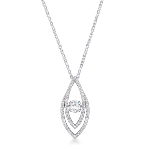 1.75Ct Rhodium Plated Contemporary Elliptical Dancing CZ Pendant