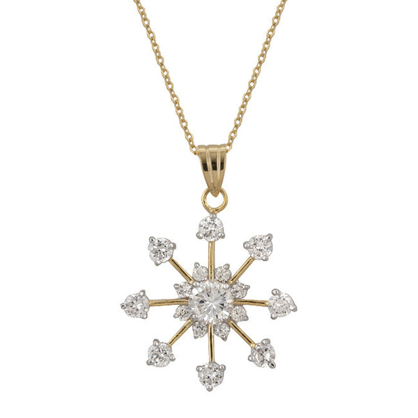 Golden Snowflake Drop Pendant