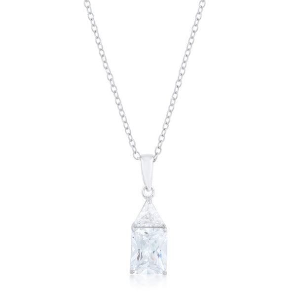 Classic Cubic Zirconia Sterling Silver Drop Necklace