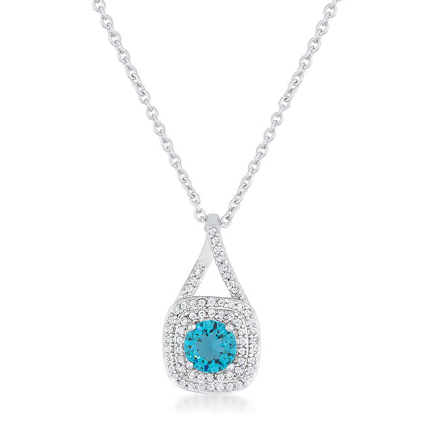 Christal 1.2ct Aqua CZRhodium Classic Necklace