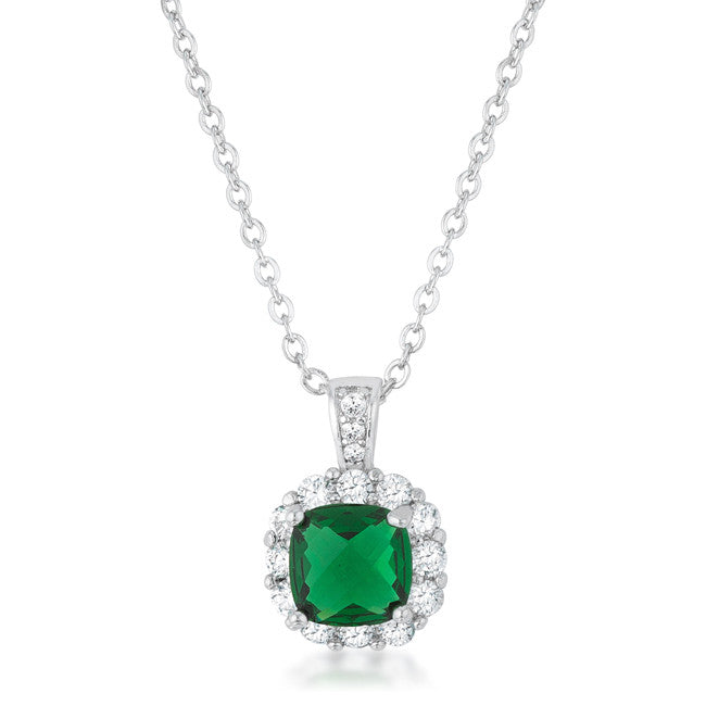 Liz 2.6ct Emerald CZ Rhodium Classic Necklace