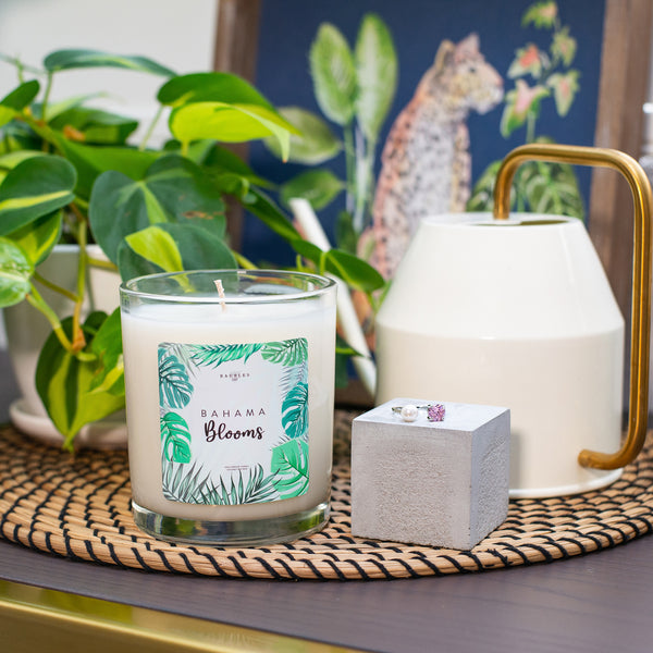 Bahama Blooms Scented Premium 10 oz Candle and Jewelry