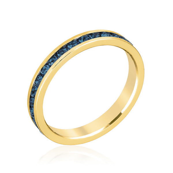 Stylish Stackables with Deep Blue Crystal Ring