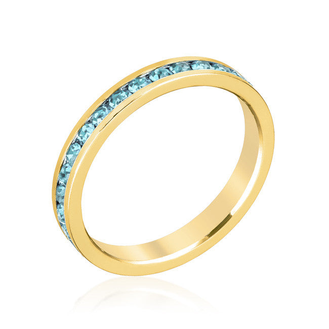 Stylish Stackables Aqua Crystal Gold Ring