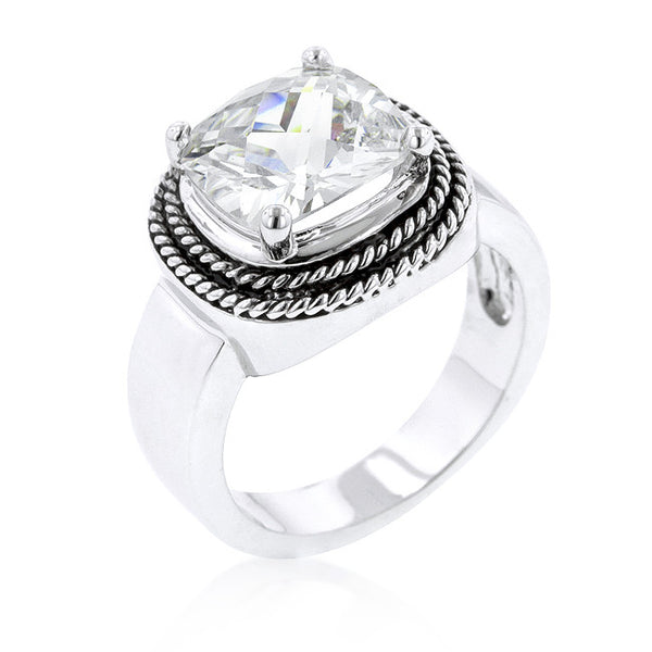 Two-tone Finish Princess Cut Solitaire Ring