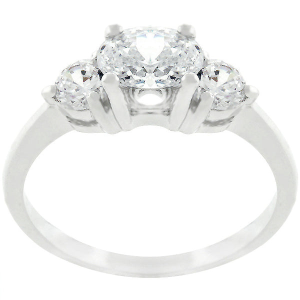Oval Serenade Triplet Ring in Silvertone Finish