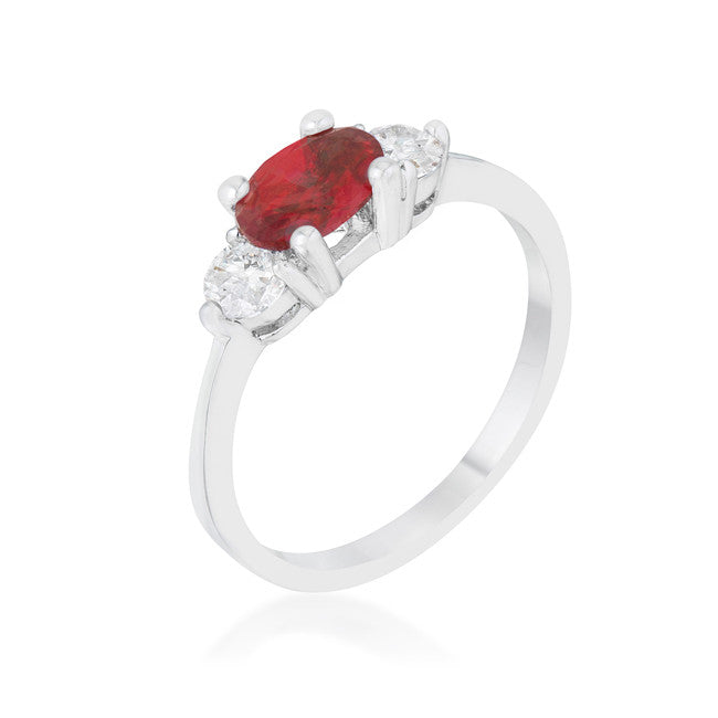 Miranna 1.2ct Garnet CZ Rhodium Classic Oval Ring